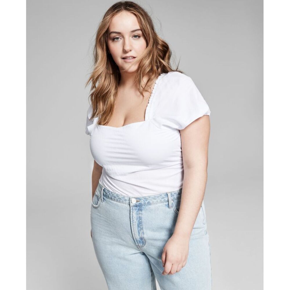 And Now This Now This Trendy Plus Size Puff Sleeve Top